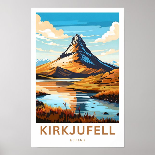 Poster Kirkjufell Islande Travel Print (Devant)