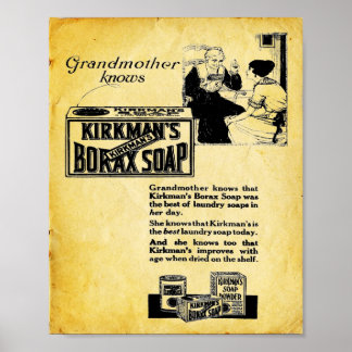Poster Kirkmans Borax Soap - Lave-linge Vintage