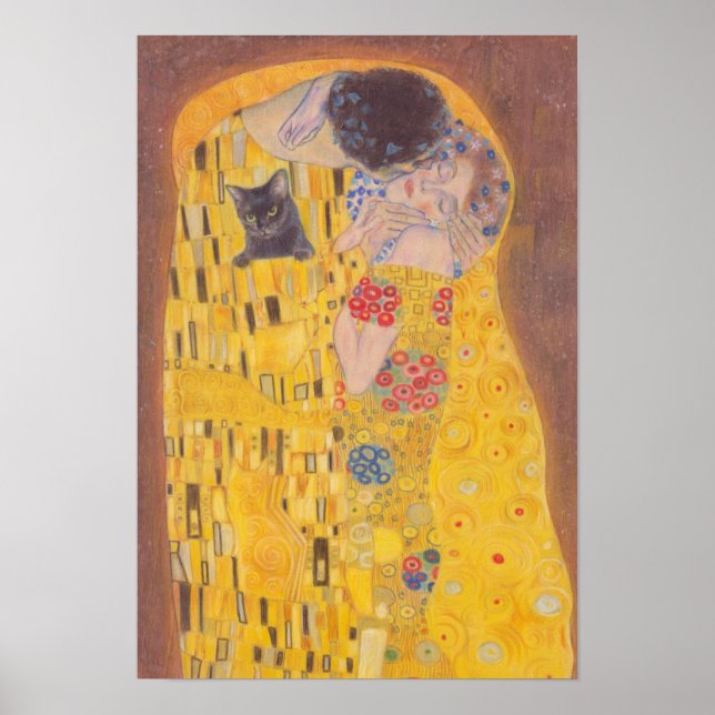 Poster Kiss and cat Gustav Klimt (Devant)
