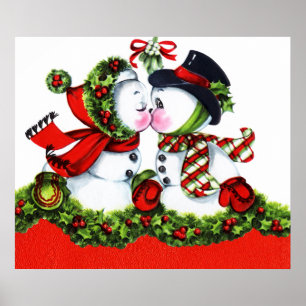 Poster Kisser Snowman Couple