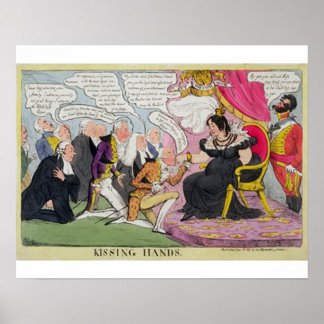 Poster Kissing Hands, publié en 1827 (litho couleur) (Devant)