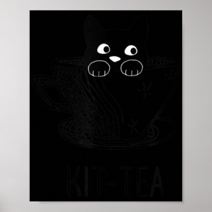 Poster Kit Amoureux des chats Thé Cute Et Fun Chat Noir