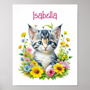 Poster Kit de peinture à l'aquarelle personnalisé avec fl