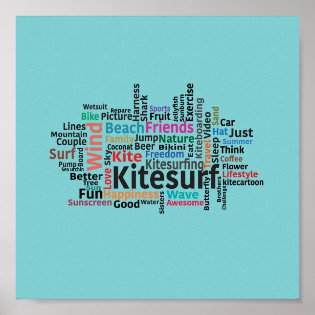 Poster Kiteboard/kitesurf- Design Kitesurf (Devant)