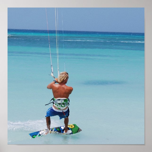 Poster Kiteboarder in Tropics (Devant)