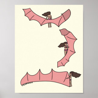 Poster Kitesurf/Kiteboarding - Petite fille avec un cerf-