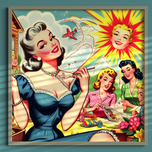 Poster Kitsch Filles Rétro Bizarre (Créateur téléchargé)