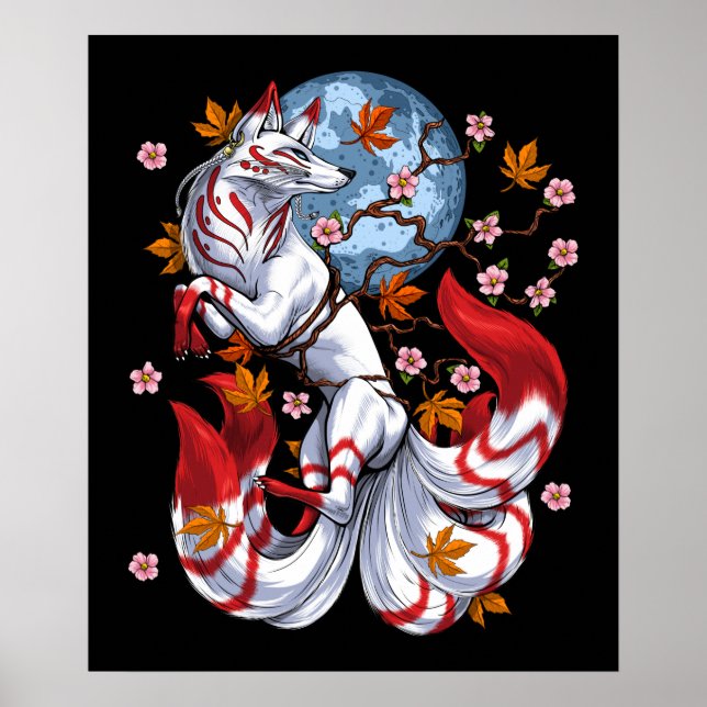 Poster Kitsune japanese Fox (Devant)