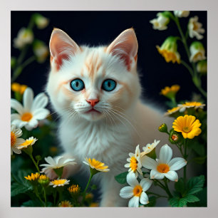 Poster Kitten adorable aux yeux bleus