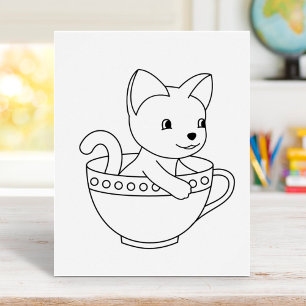 Poster Kitten en Coupe - Chat dans une Teup Coloriage Pag