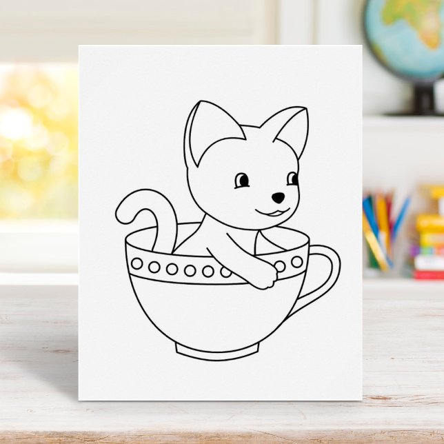 Poster Kitten en Coupe - Chat dans une Teup Coloriage Pag (Créateur téléchargé)
