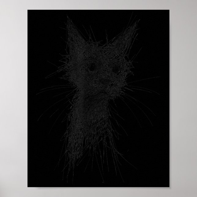 Poster Kitten Lover Abstract Scribble Art Cute Cat Cat  (Devant)