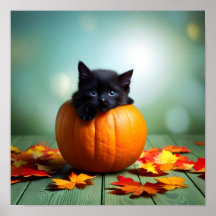 Kitten Noir Dans Un Citrouille