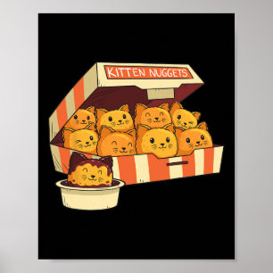 Poster Kitten Nuggets Drôle Chats Et Poulet Nuggets Aimer