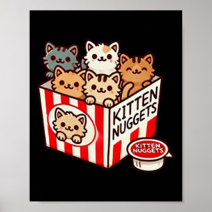 Poster Kitten Nuggets Funny Cute Food Pun Amoureux des ch