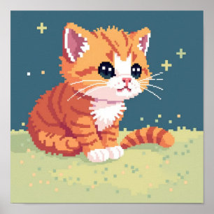 Poster Kitten Pixelé