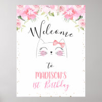 Kitten rose Floral Visage et Bow Anniversaire Bien