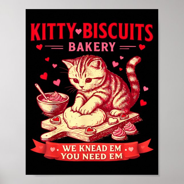 Poster Kitty Biscuits Bakery We Knead Em You Need Em Vale (Devant)