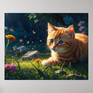 Poster *~* Kitty Chat 5:4 Feline Kitten Flower