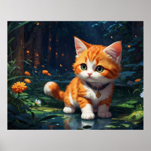 Poster *~* Kitty Chat 5:4 Feline Kitten Orange Tabby