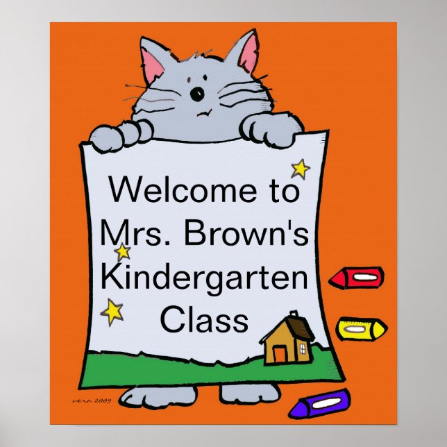 Poster Kitty Chat Bienvenue/Personnalisez/par Vera Tremba (Devant)