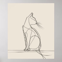 Kitty Chat minimaliste ligne art
