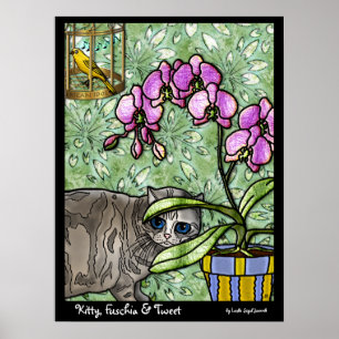Poster Kitty, Fuschia & Tweet