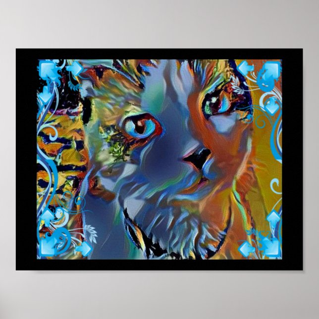 Poster kitty surnaturel bleu raquette (Devant)