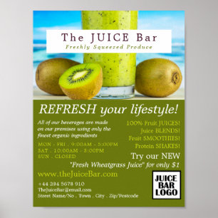 Poster Kiwi Fruit, Bar à Jus Publicité