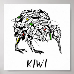 Poster Kiwi noir et blanc
