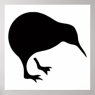Poster Kiwi Tous Noirs et tous Blancs Nouvelle-Zélande