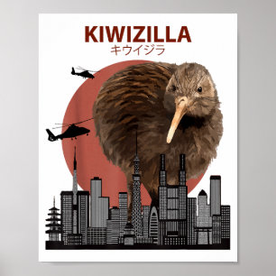 Poster Kiwizilla Kiwi drôle _ Nouvelle-Zélande Amateurs d