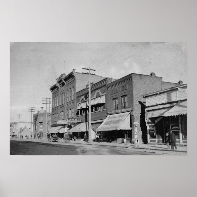 Poster Klamath Falls, OU Vue sur Main Street (Devant)