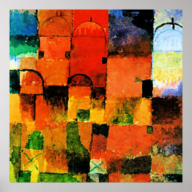 Poster Klee - Domes rouges et blancs, (Devant)