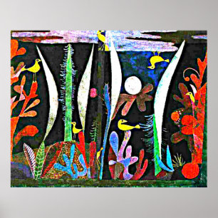 Poster Klee - Paysage aux oiseaux jaunes
