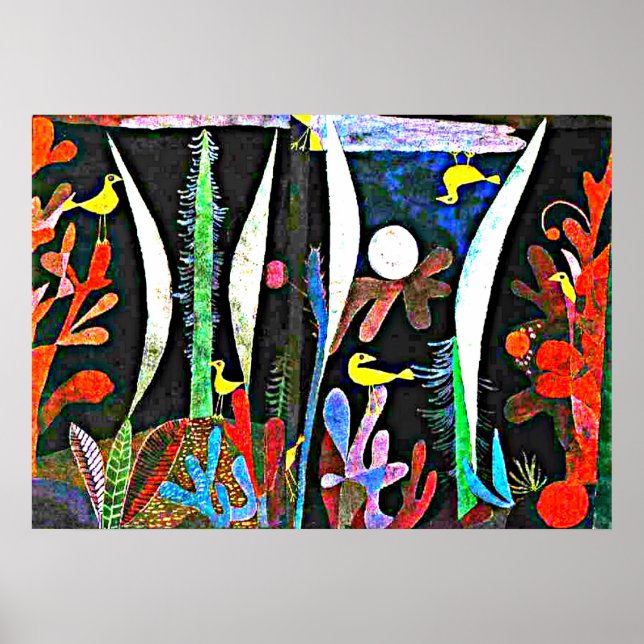 Poster Klee - Paysage avec oiseaux jaunes (Devant)