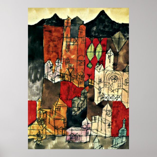 Poster Klee - Ville des Églises, 1918 (Devant)