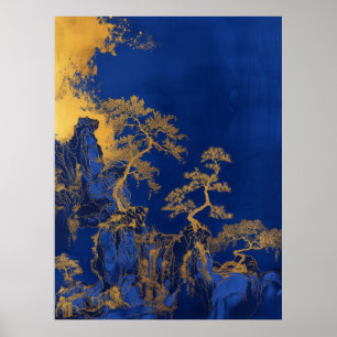 Poster Klein Blue Chinese Broderie Craft of Gold