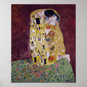 Poster Klimt - Couple s'embrassant
