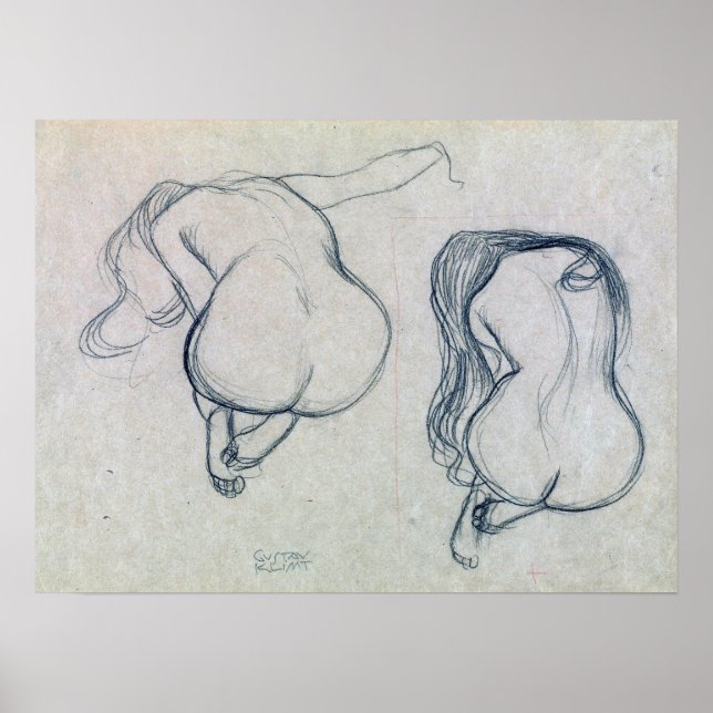Poster Klimt - Deux Études D'Une Femme Assis (Devant)
