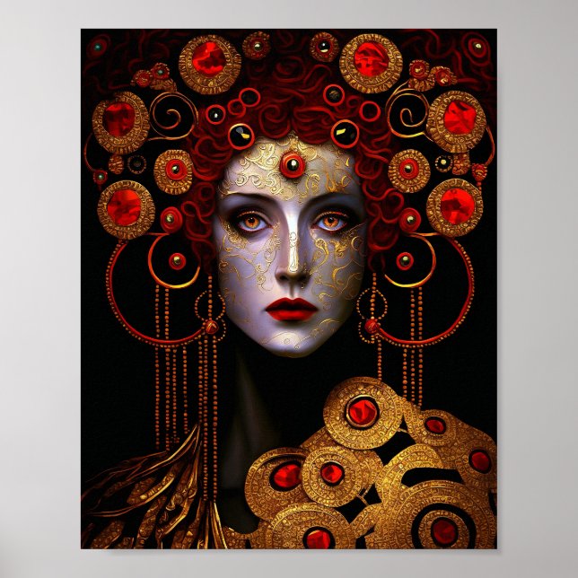 Poster Klimt Inspirée Déesse Reine (Devant)