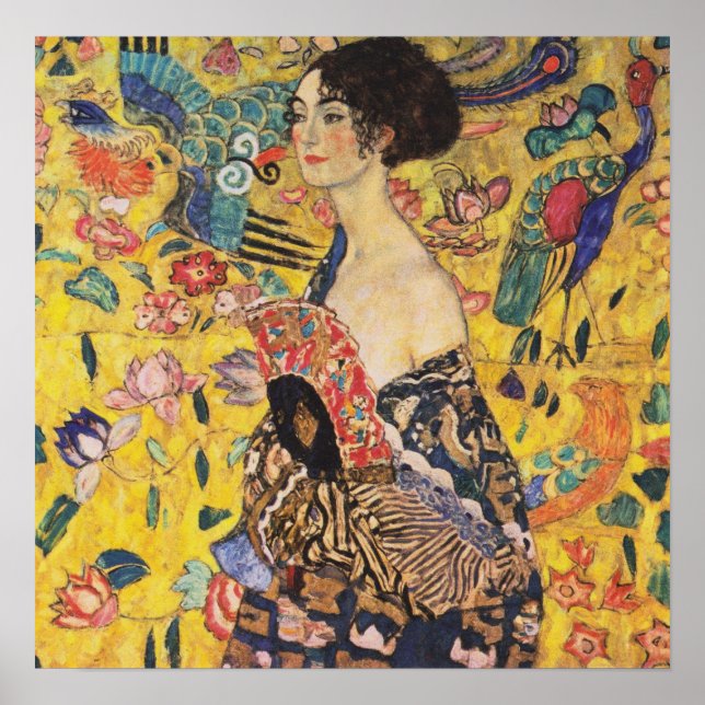 Poster Klimt - Lady Avec Ventilateur (Devant)
