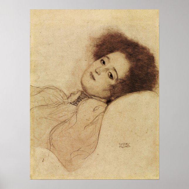 Poster Klimt - Portrait D'Une Jeune Femme Qui Se Souvient (Devant)