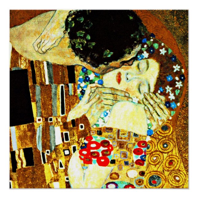 Poster Klimt - The Kiss (closeup), Peinture Gustav Klimt (Devant)