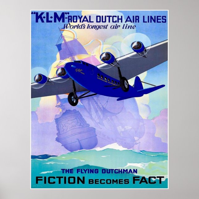 Poster KLM Flying Dutchman Vintage voyage Publicité Pr (Devant)