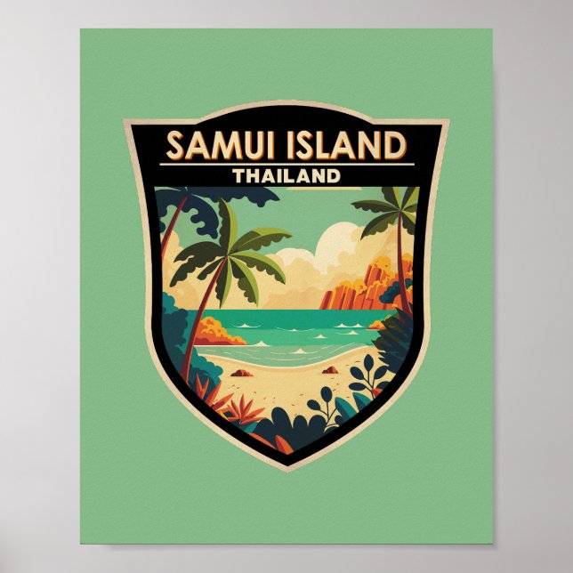 Poster Ko Samui Island Thaïlande Insigne d'art de voyage (Devant)