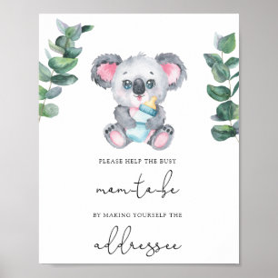 Poster Koala / Aidez la future maman occupée à adresser u