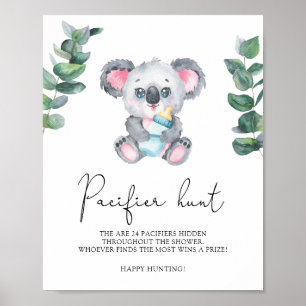 Poster Koala Bear - chasse à la tétine jeu de baby shower