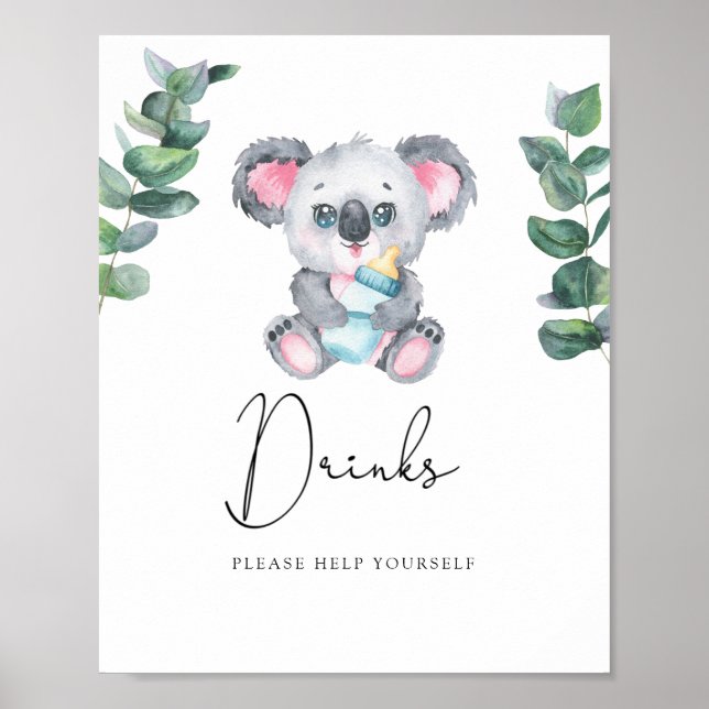 Poster Koala Bear Drinks servez-vous (Devant)