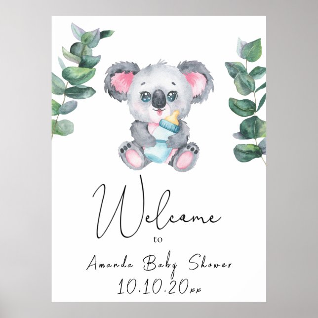 Poster Koala Bear et Eucalyptus - Welcome Foam Board (Devant)